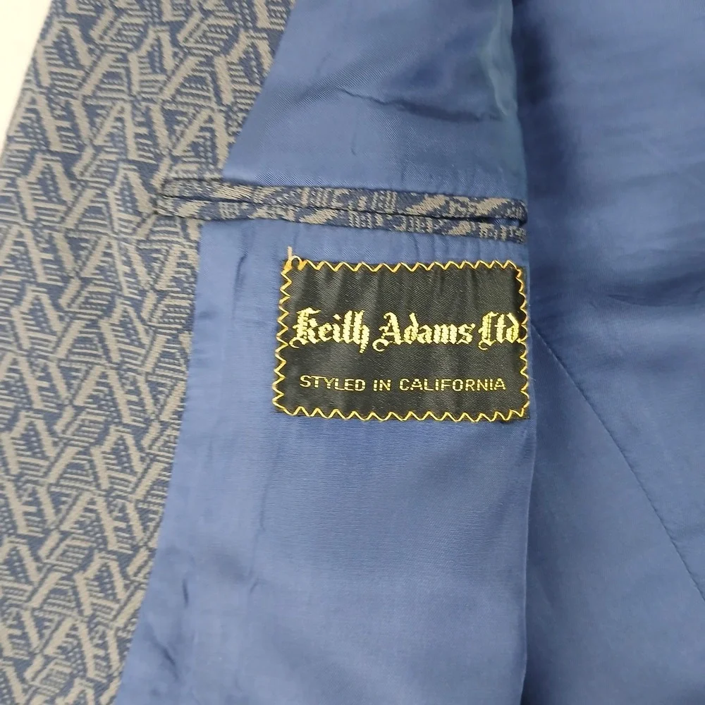 VTG 1070s Keith Adams California 36R Mens Blazer Jacket Geometric Polyester FLAW